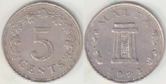 1972 Malta 5 Cents A008061